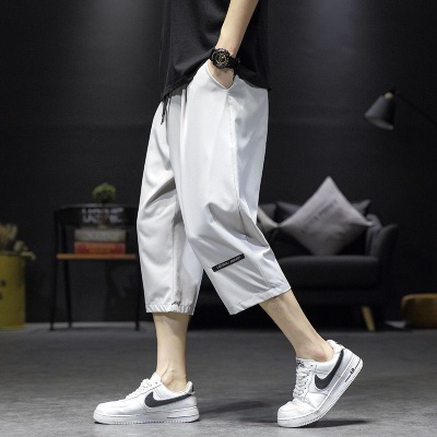 2024新款冰丝短裤男男士季薄款休闲运动外穿宽松速干过膝七分裤男