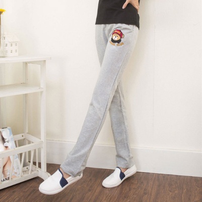 加工定制女装纯棉运动裤跨境亚马逊休闲女裤绣花潮牌直筒裤卫裤