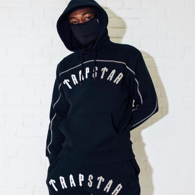 广州批发Trapstar渐变字母迷彩毛巾刺绣加绒连帽卫衣卫裤休闲套装