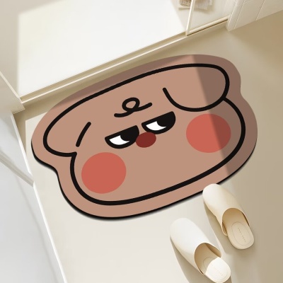 卡通趣味硅藻泥地垫可爱不规则动物浴室吸水地垫卫生间速干防滑垫