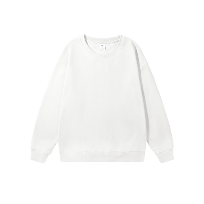 跨境 欧美重磅宽松纯色男式圆领混棉双面卫衣女韩版休闲长袖情侣