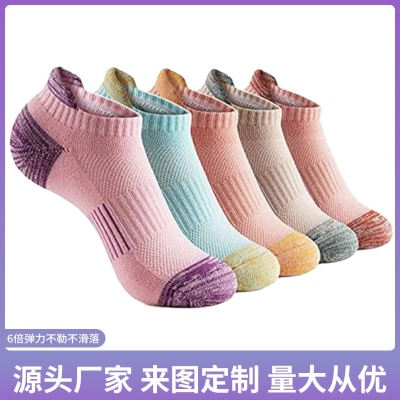 跨境短筒女款加厚羽毛球运动袜毛巾底透气专业跑步户外船袜子批发