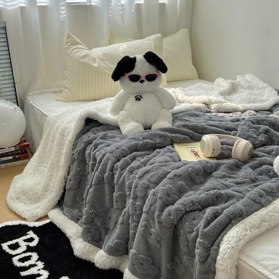 INS温柔云朵花舒棉绒毛毯加厚羊羔绒毯子秋冬保暖夏被空调被夏被