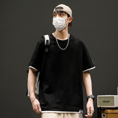 大码纯棉短袖t恤2025夏季时尚短袖青年休闲运动男士短袖t恤M-8X5