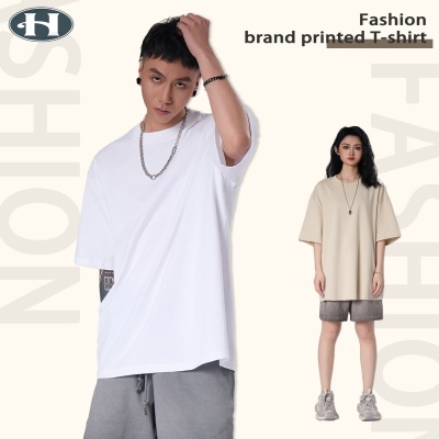 RJ男装轻奢美式高端潮流男女潮牌半袖圆领简约个性重磅短袖T恤