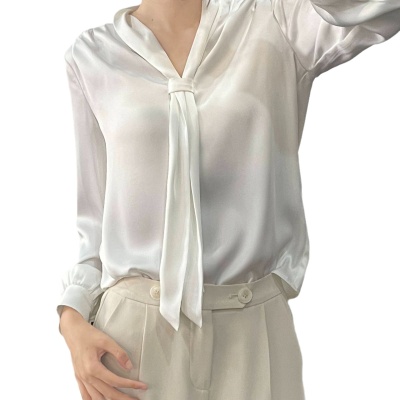 2023夏季新款飘带领职业装通勤百搭女士衬衫