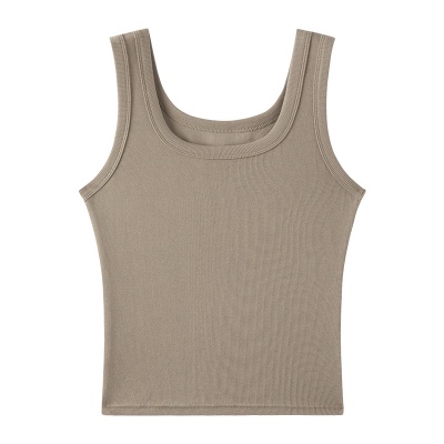 灰色吊带背心女内搭2024新款夏季外穿修身宽肩带美背无袖螺纹上衣