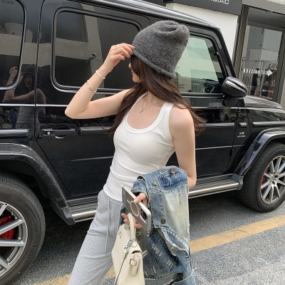 新款辣妹挂脖运动无袖工字小背心女装春夏季外穿内搭打底吊带上衣