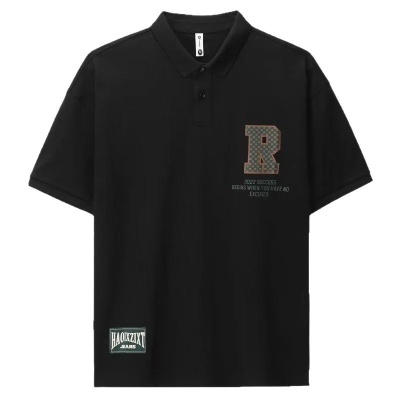 日系polo衫短袖翻领T恤男设计感小众宽松高级感痞帅工装衬衫体恤