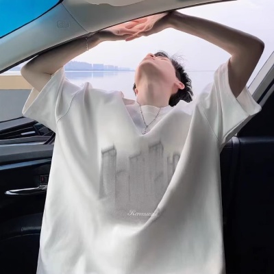 欧美高街短袖t恤男夏季新款嘻哈痞帅美式宽松半袖休闲体恤男装潮