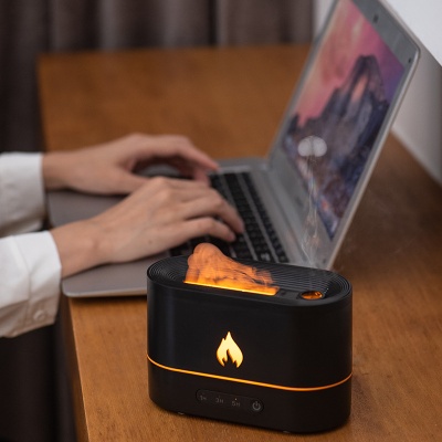 新款火焰香薰机usb充电自动喷香机精油香氛机家用吐圈水母加湿器