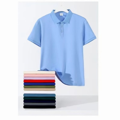短袖修身翻领纯色休闲商务企业工作服男装男士T恤POLO衫男女同款