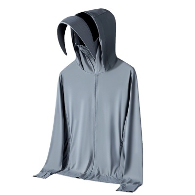 冰丝凉感防晒衣情侣可拆帽檐皮肤衣夏季户外钓鱼原纱轻薄防晒外套