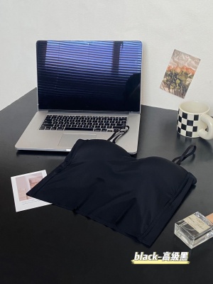 大码女装胖mm无钢圈冰丝吊带背心内搭带胸垫打底外穿内衣女士背心