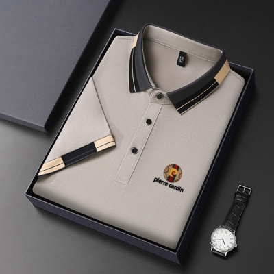 短袖T恤透气polo衫男2025夏季新款商务休闲纯色百搭简约男士t恤