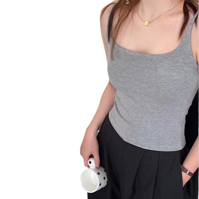 暖小艾702吊带背心春夏款莫代尔一体式罩杯百搭吊带背心自带胸垫