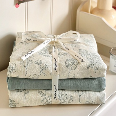 母婴级A类有氧双层纱四件套小清新碎花被套床单床笠学生宿舍3件套