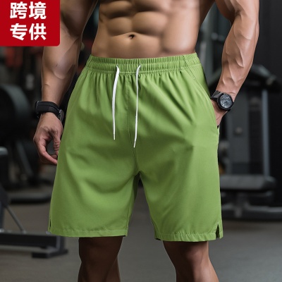 跨境夏季男士休闲短裤大码健身速干运动薄款透气宽松五分裤男款