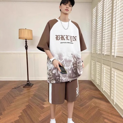 青少年夏季运动套装12-15岁男孩衣服13初高中学生短袖t恤大码夏装