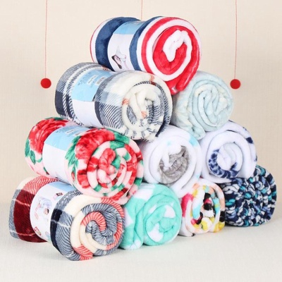 跨境电商纯色珊瑚绒法兰绒毛毯办公室午睡毯盖毯礼品毯子印花床单