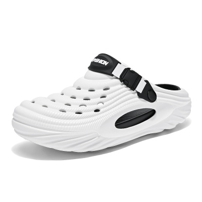 新款洞洞鞋男夏季外穿防滑包头沙滩凉鞋时尚简约运动休闲厚底拖鞋