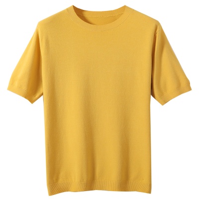 春秋新款针织衫男短袖圆领套头薄款针织衫半袖休闲莫代尔毛衣衫