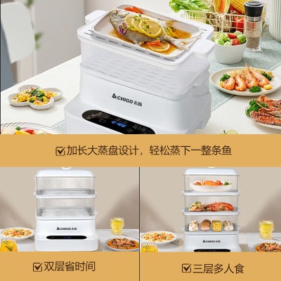 志高多功能迷你小型电蒸锅家用透明可视全自动蒸汽锅蒸蛋器