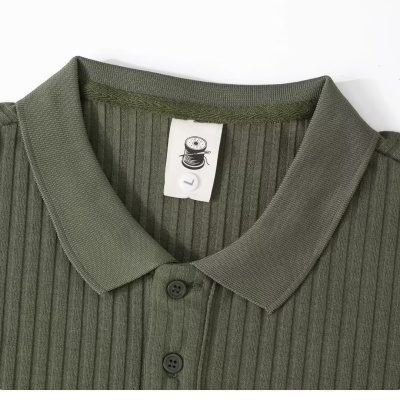 翻领polo衫男潮牌休闲夏季纹理感纯色韩版针织衫短袖t恤打底衫男