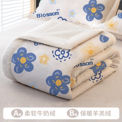牛奶绒保暖毛毯子 双层加厚法兰绒毯子 办公室午睡家用沙发毯