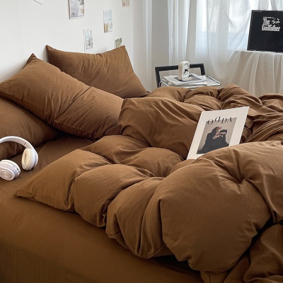 a类4四件套床单被套被罩枕套简约纯色学生宿舍水洗棉3三件套批发