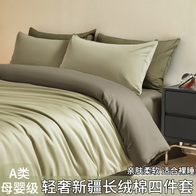120支全棉四件套100纯棉被套床单高级感新疆长绒棉床笠款床上用品