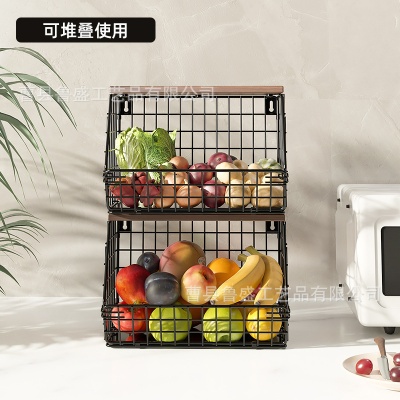 跨境壁挂式厨房置物架可折叠蔬菜水果收纳篮浴室毛巾洗漱品储物篮