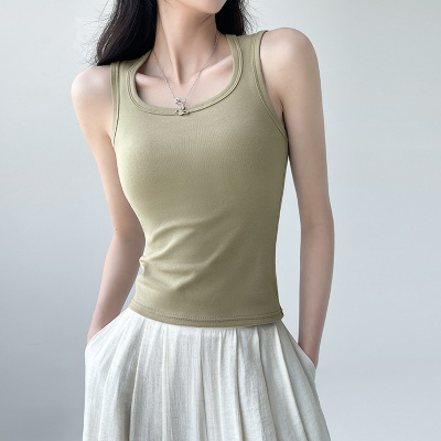 工字吊带背心女夏季2025新款带胸垫美背文胸一体外穿打底无袖上衣