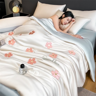 水洗真丝夏被冰丝空调被四件套2025新款冰丝夏凉被床单被套三件套