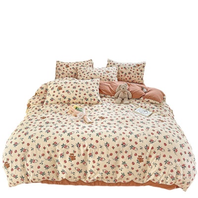 A类超柔提花有氧小竺棉双层纱四件套轻奢母婴级小碎花三件套批发