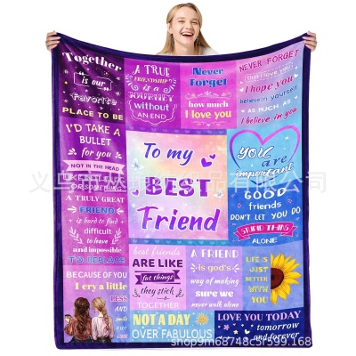 亚马逊特姆跨境信封文字印花毛毯父亲节母亲节感恩节送家人朋友等