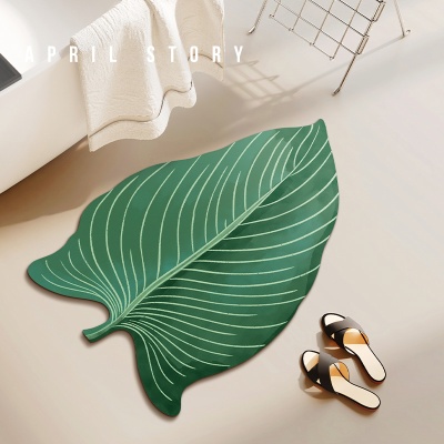 硅藻泥地垫吸水速干脚垫清新绿色防滑垫家用浴室地垫卫生间进门垫