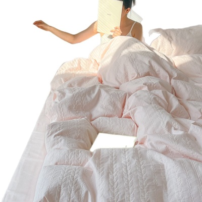 2025新款四件套床上用品床单水洗棉被套罩四季通用宿舍三件套