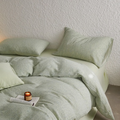 夏季全棉色织双层皱皱纱四件套纯棉被套床单床上用品床笠1.2m宿舍