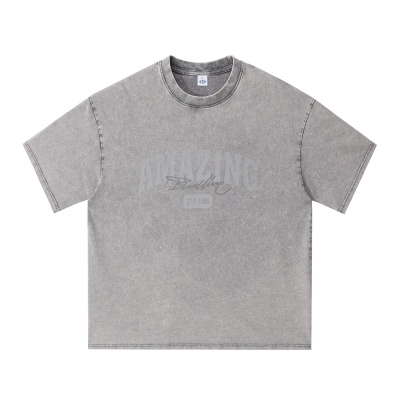 精梳棉男装短袖男T恤男女同款夏季新款休闲美式情侣水洗潮牌纯棉