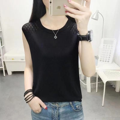 2023新款无袖背心女外穿小清新短款ins冰丝针织t恤女内搭性感打底