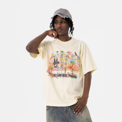 澜海男装2025春夏新品潮牌美式经典字母logo印花宽松休闲短袖T恤