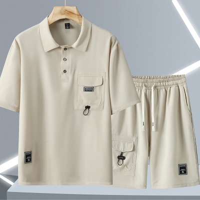 特大码380斤短袖T恤男士POLO衫夏季潮流帅气休闲套装穿搭配一整套