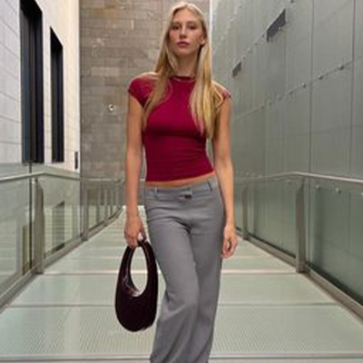 夏挖空露背上衣紧身短袖露脐半高领纯色辣妹性感欧美女装T恤