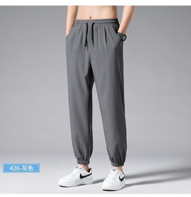 束脚卫裤男宽松九分夏季薄款运动休闲速干裤现货外贸冰丝裤子男