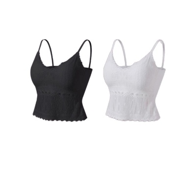 v领吊带背心女夏外穿无袖内搭打底上衣新款甜美蕾丝美背短款带胸