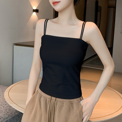 黑色小吊带背心女内搭春夏新款美背带胸垫一体遮副乳打底修身上衣