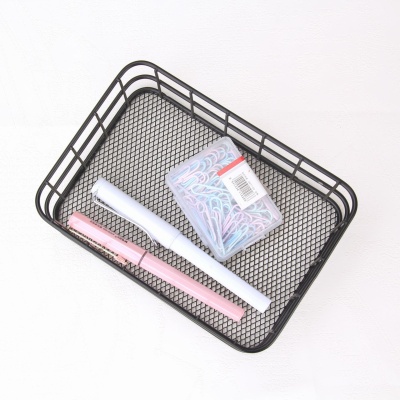 跨境高级感铁艺收纳盒家居用品化妆品置物框零食整理桌面收纳筐