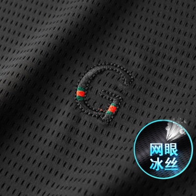 冰丝短袖男士夏季超薄大码男装透气网眼圆领男t恤速干半袖体恤506