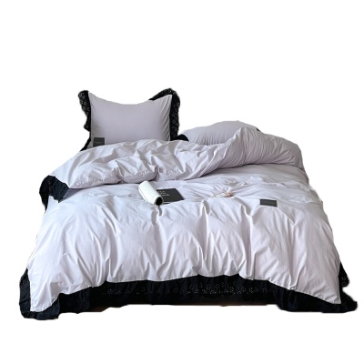 法式高定浪漫镂空花边四件套全棉纯棉被套公主风1.8m双人床上用品